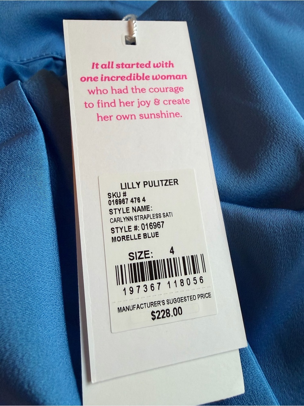 NWT Lilly Pulitzer Carlynn Strapless Satin Bow Dress Morelle Blue - Picture 6 of 6